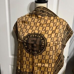 Gorgeous Vintage Gold and Brown Fendi Scard